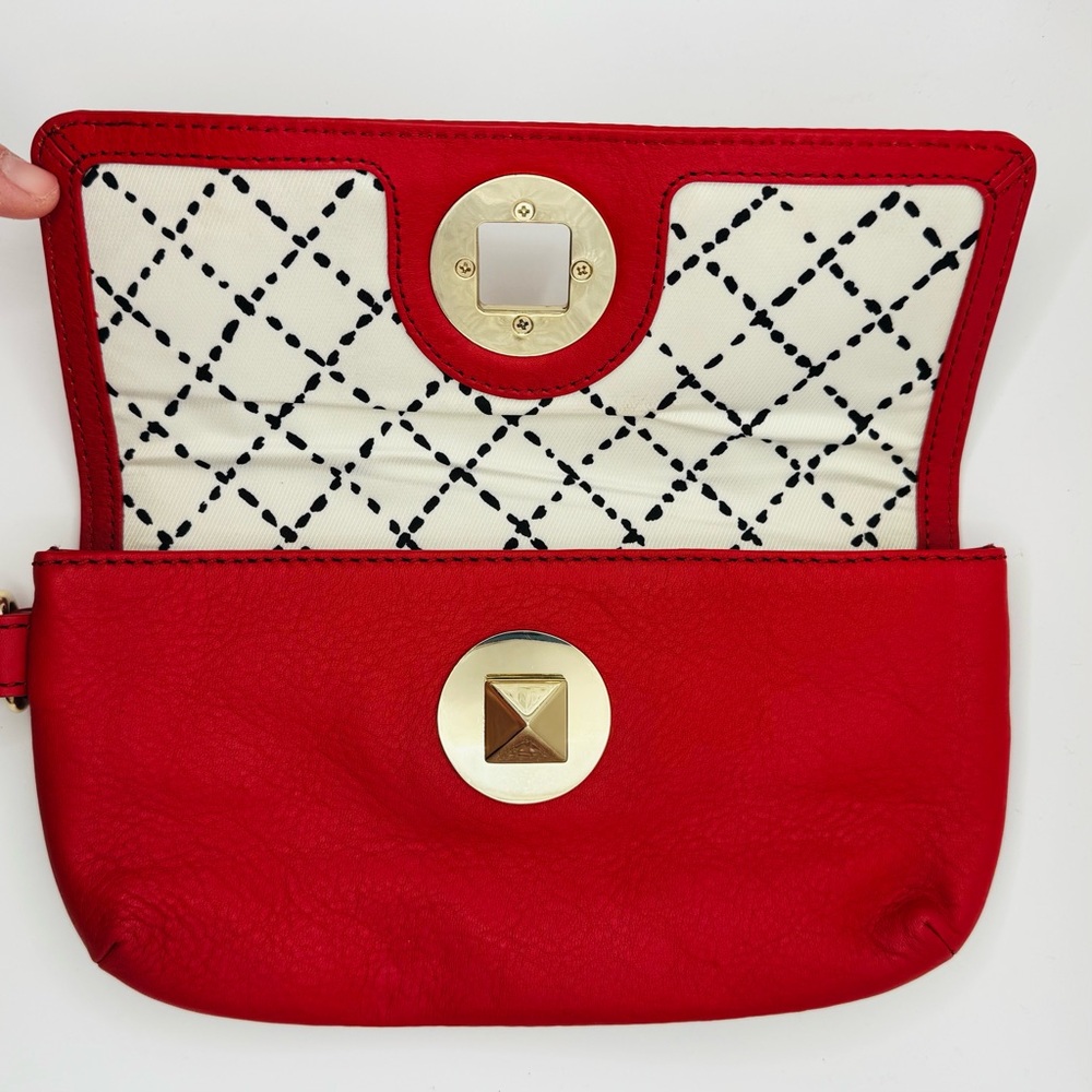 Kate Spade Wristlet Red Leather with Diamond Turnlock